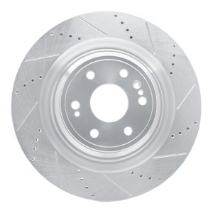 Cadillac Escalade Brake Rotor (1) - Front Right - R1 Concepts - Drilled & Slotted - Silver - `14-`20
